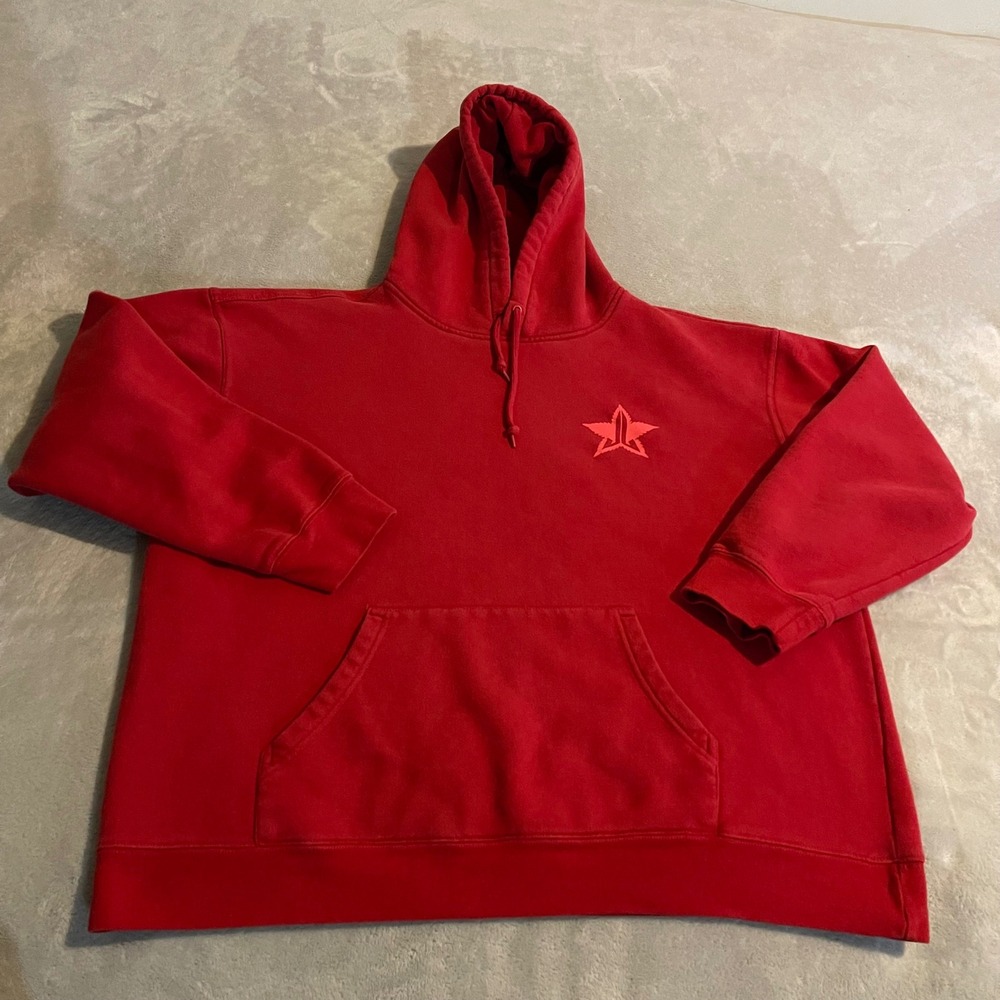 Jeffree Star Cosmetics High How Are Ya Red Hoodie XXL Star Logo Graphic Pullover